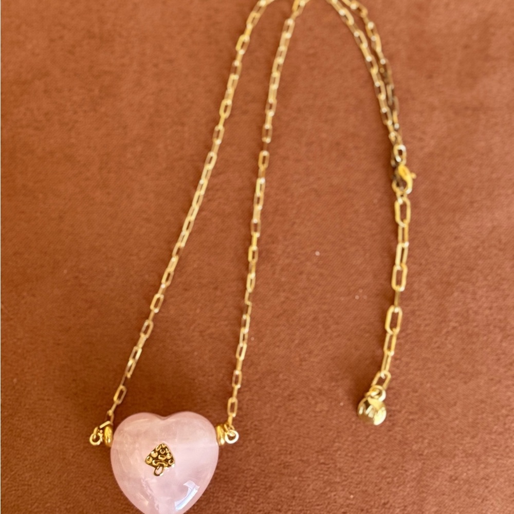 New MAYAMAR Pink quartz Heart Pendant Necklace with mushroom - Picture 4 of 6